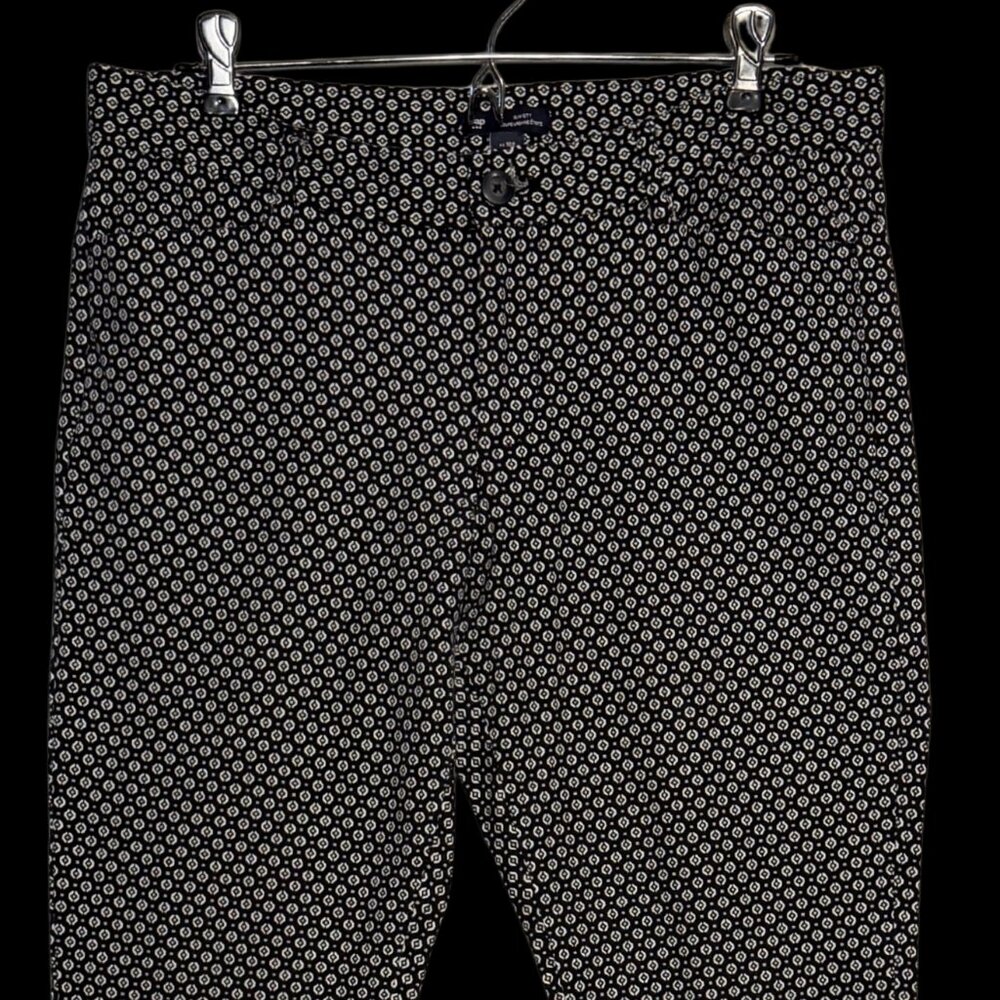 Gap Slim City Ankle Pants Black White Geometric Print Size 10R